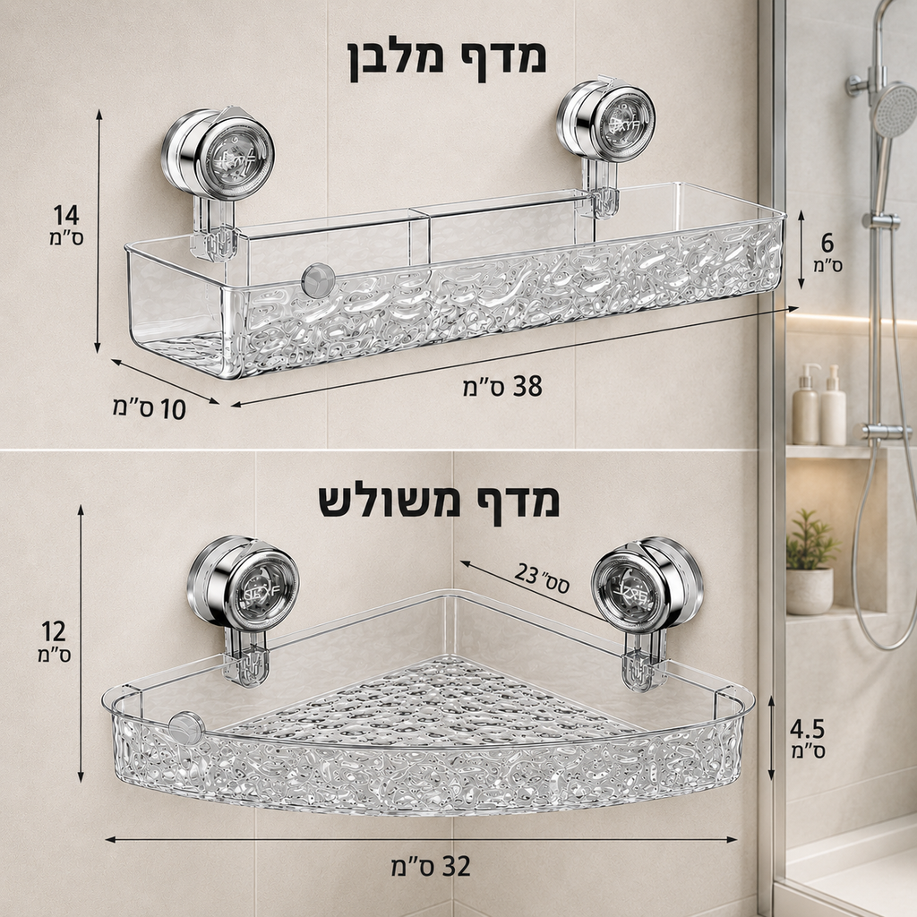 מדף איחסון בהתקנה קלה ללא כלים וקדיחות