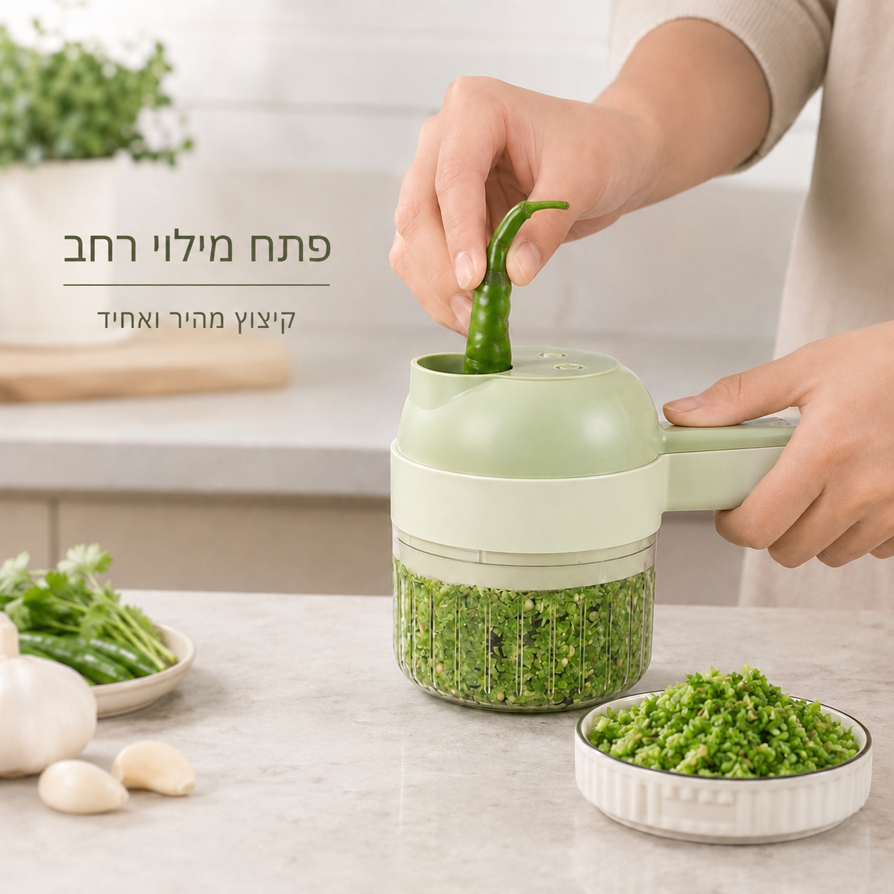 קוצץ ירקות חשמלי 4 ב- 1
