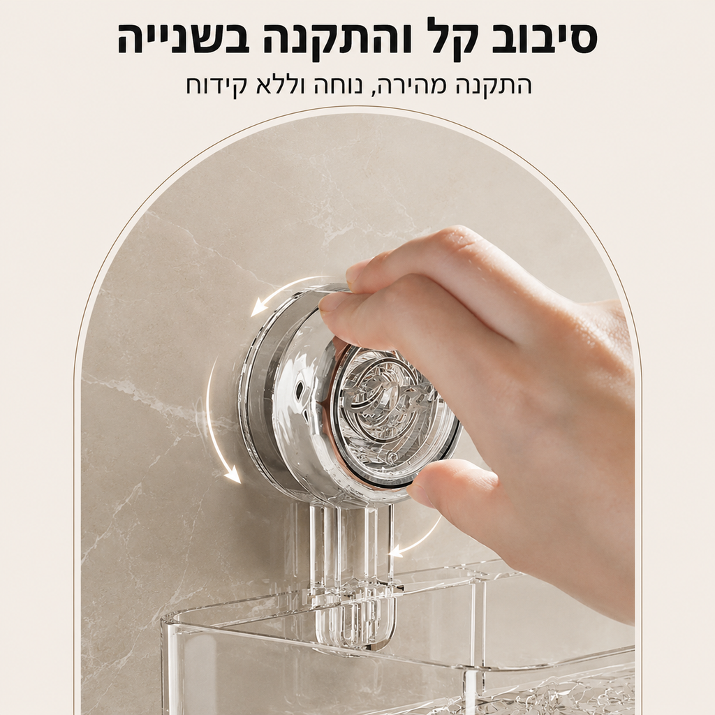 מדף איחסון בהתקנה קלה ללא כלים וקדיחות