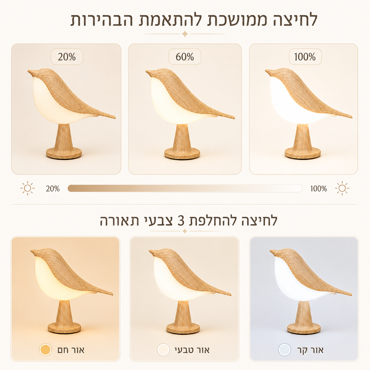 מנורת ציפור טאץ׳ מעוצבת
