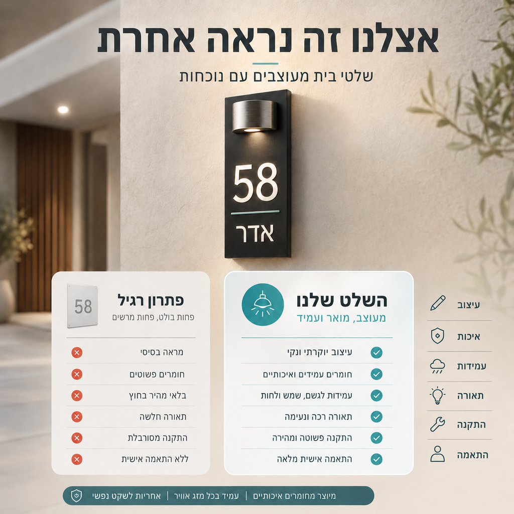 שלט בהתאמה אישית עם תאורה סולארית