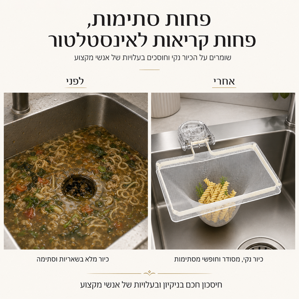 מסנן מונע סתימות לכיור מטבח