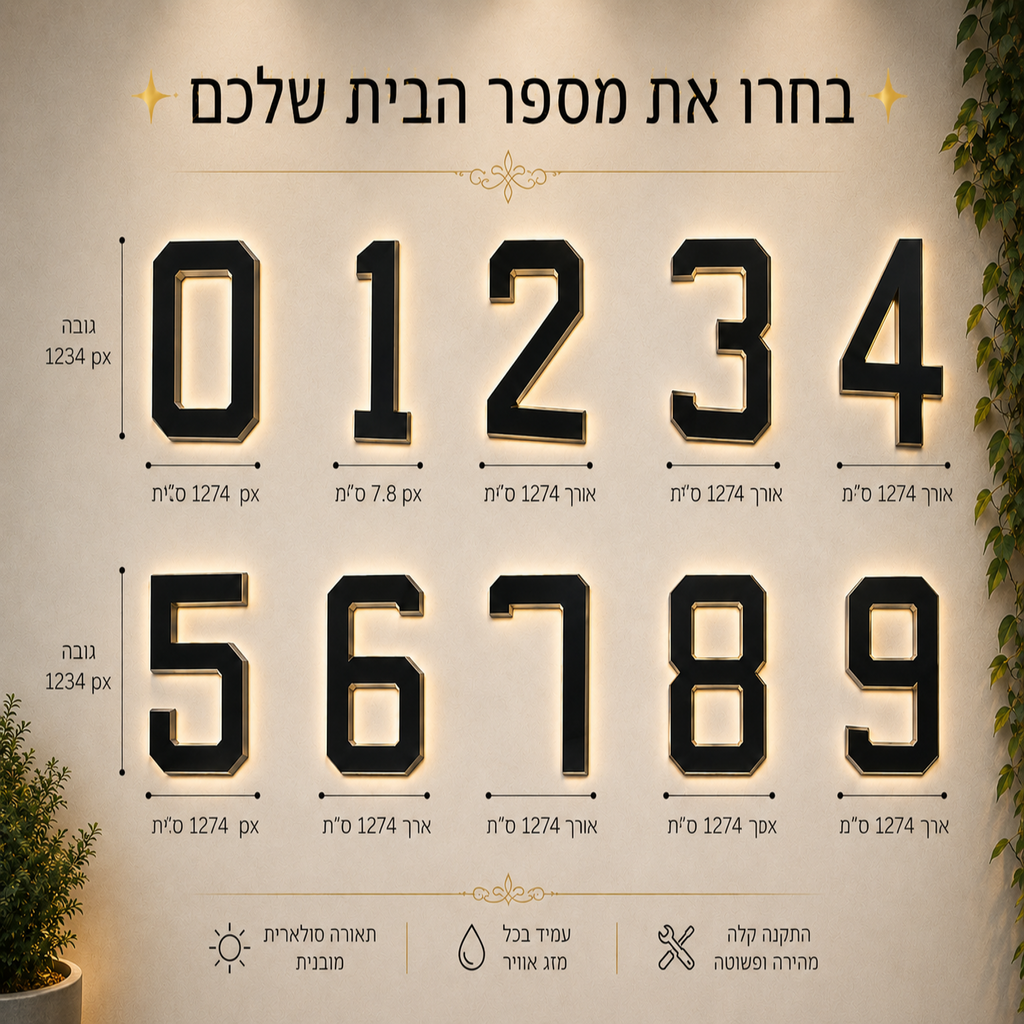 שלט מספר בית סולארי בהתאמה אישית