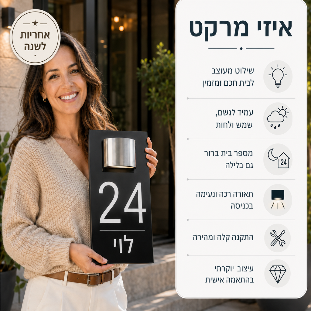 שלט בהתאמה אישית עם תאורה סולארית