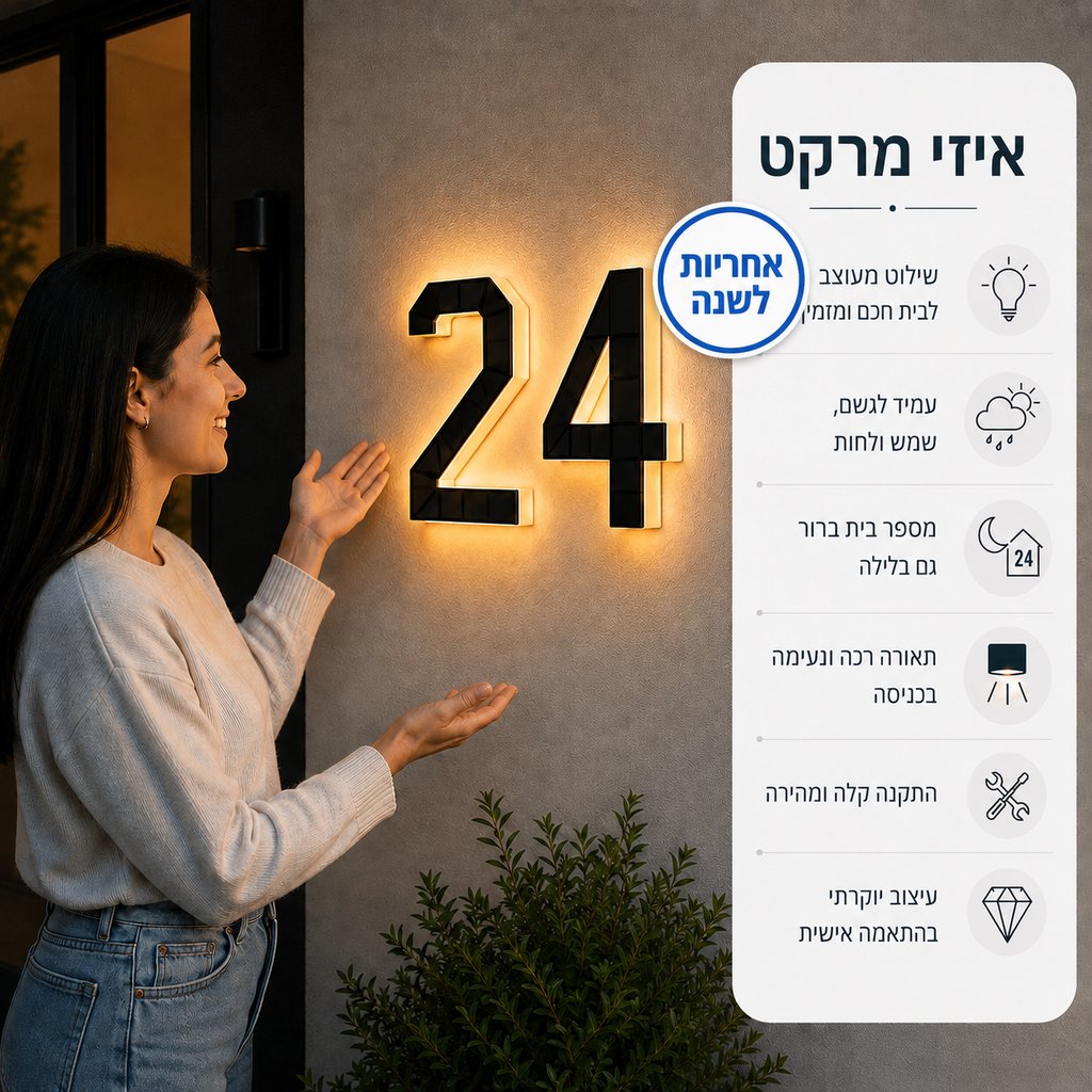 שלט מספר בית סולארי בהתאמה אישית