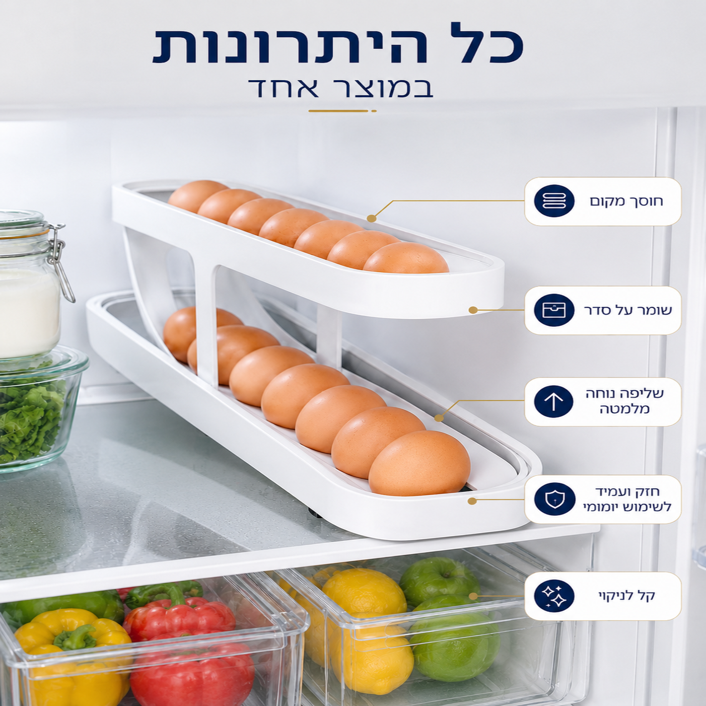 מעמד ביצים דו-קומתי חסכוני במקום
